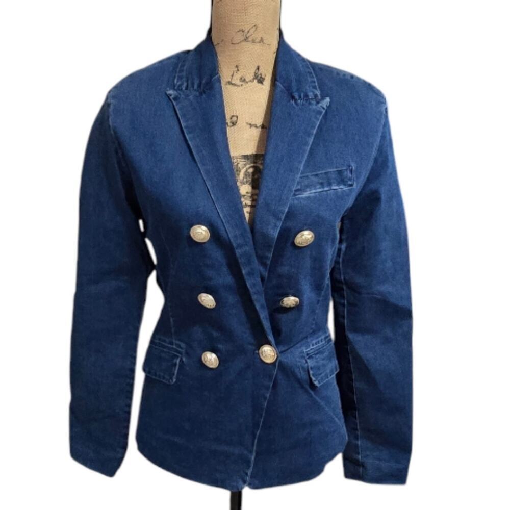 TORN‎ Ronny Kobo x Boston Proper Double-Breasted Natural Denim Jacket Size Small